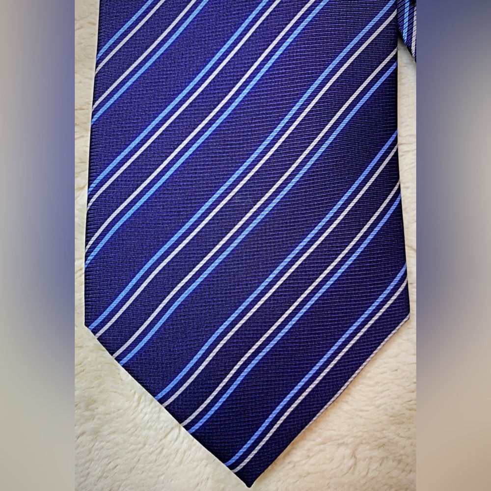 Handmade Silk Blue Striped Tie